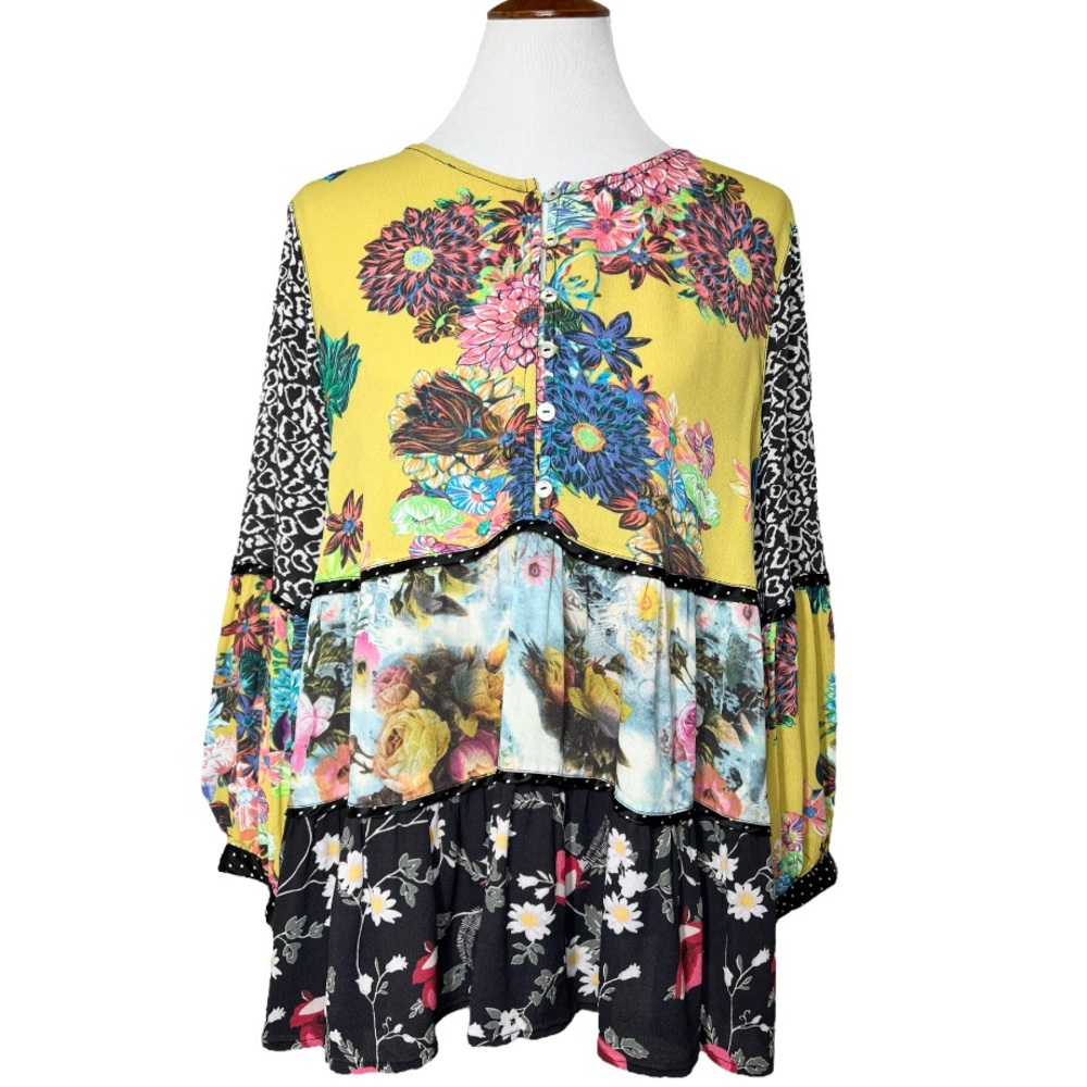 Floral Patchwork Blouse - Multicolor - image 1